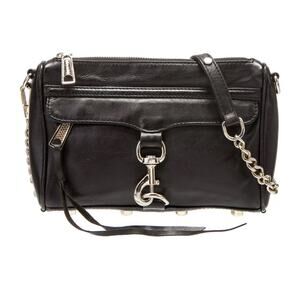 Rebecca Minkoff Mac Shoulder Bag Black Leather Chain Crossbody Fringe Emo